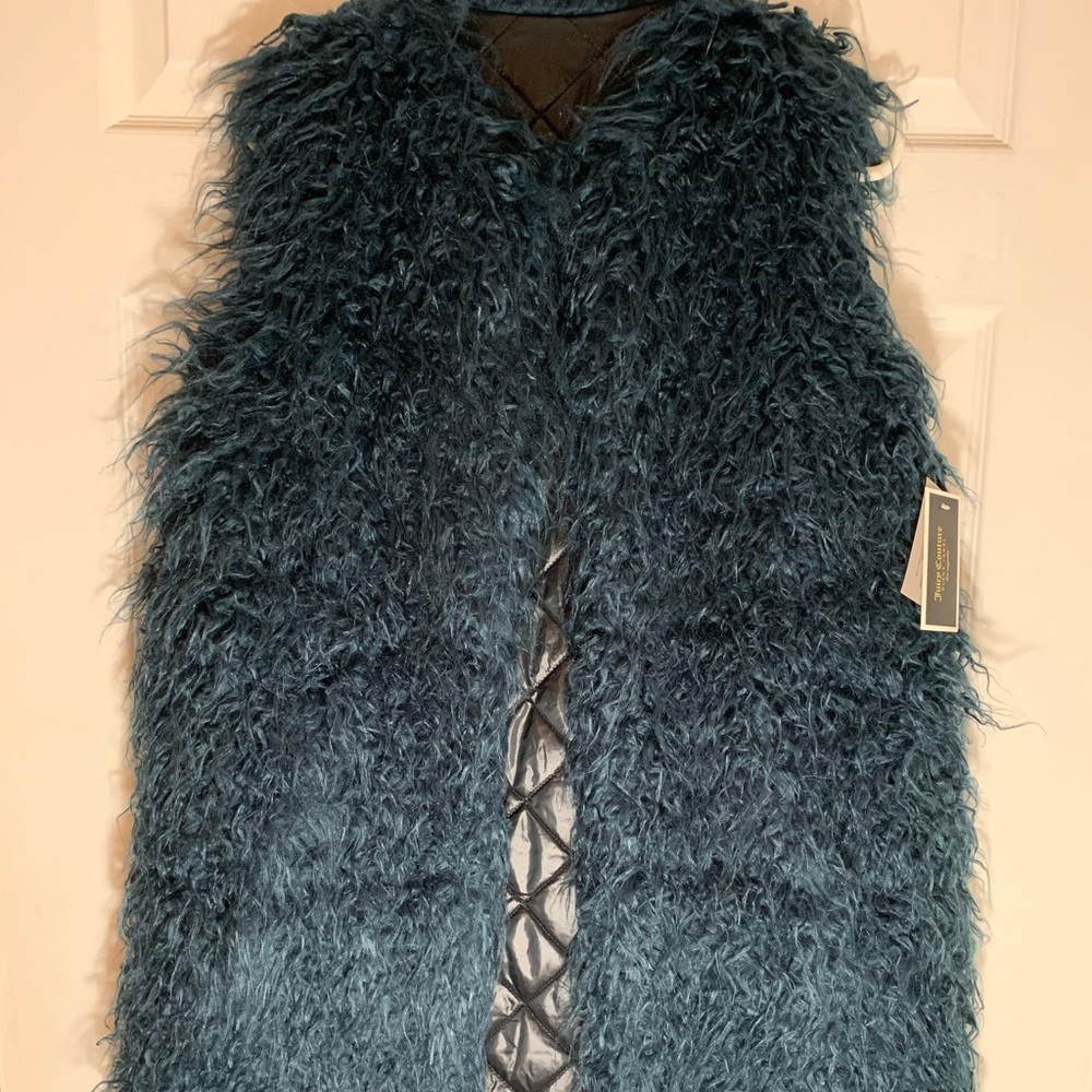 Juicy couture black label faux shag fur vest